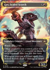 Gev, Scaled Scorch (Borderless) (Raised Foil), Bloomburrow