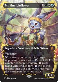 Ms. Bumbleflower (Borderless) (Raised Foil), Commander: Bloomburrow