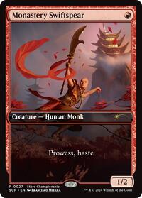 Monastery Swiftspear, Game Day & Store Championship Promos