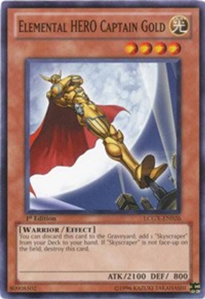 Elemental HERO Captain Gold, 1st-edition, front