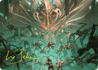 Valgavoth's Onslaught Art Card (Gold-Stamped Signature), Art Series: Duskmourn: House of Horror