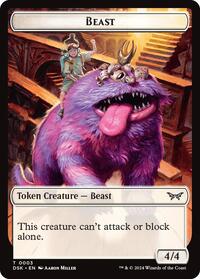 Beast // Manifest Double-Sided Token, Duskmourn: House of Horror