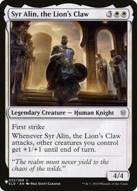 Syr Alin, the Lion's Claw, The List Reprints