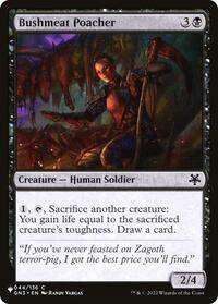 Bushmeat Poacher, The List Reprints