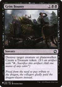 Grim Bounty, The List Reprints