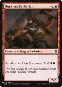 Reckless Barbarian, The List Reprints