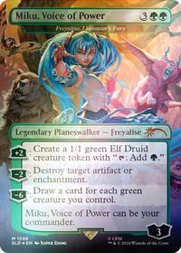 Miku, Voice of Power - Freyalise, Llanowar's Fury (Rainbow Foil), Secret Lair Drop Series