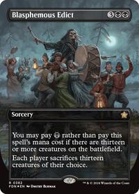 Blasphemous Edict (Borderless) (Mana Foil), Foundations