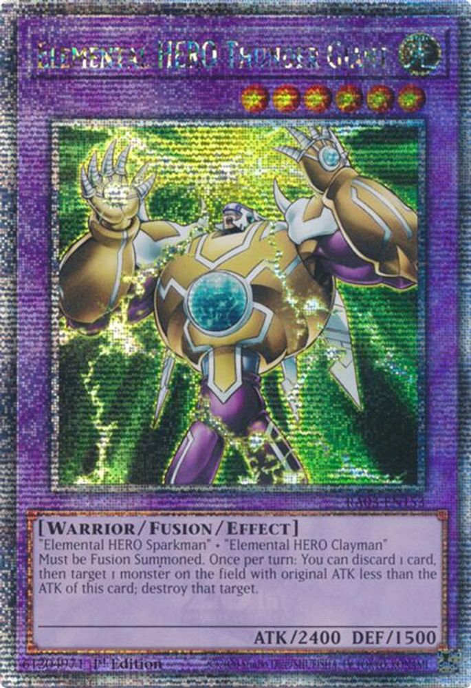 Elemental HERO Thunder Giant (Quarter Century Secret Rare), 1st-edition, front