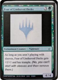 Fear of Unsleeved Decks, Un-Known Event Playtest Cards