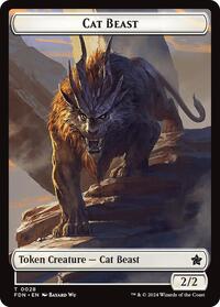 Cat Beast // Dragon (0017) Double-Sided Token, Foundations