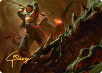 Sarkhan's Resolve Art Card (18/54) (Gold-Stamped Signature), Art Series: Tarkir: Dragonstorm