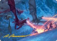 Dragonback Assault Art Card (22/54) (Gold-Stamped Signature), Art Series: Tarkir: Dragonstorm