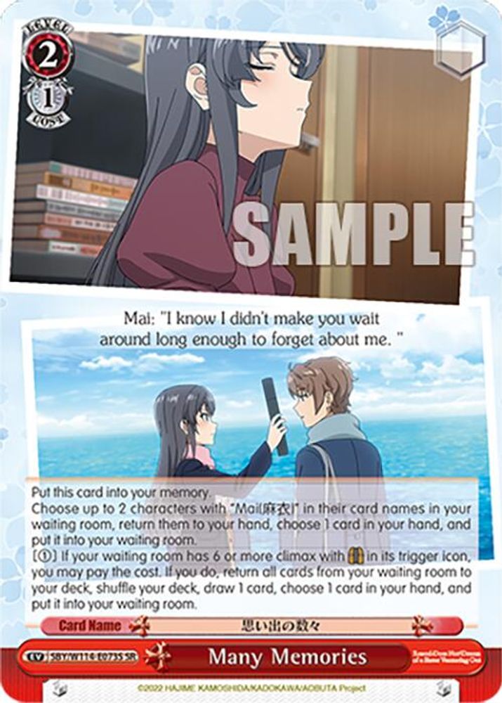 Many Memories (SR), Standard, front