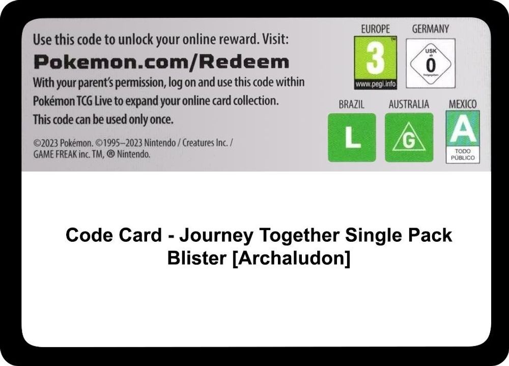 Code Card - Journey Together Single Pack Blister [Archaludon]