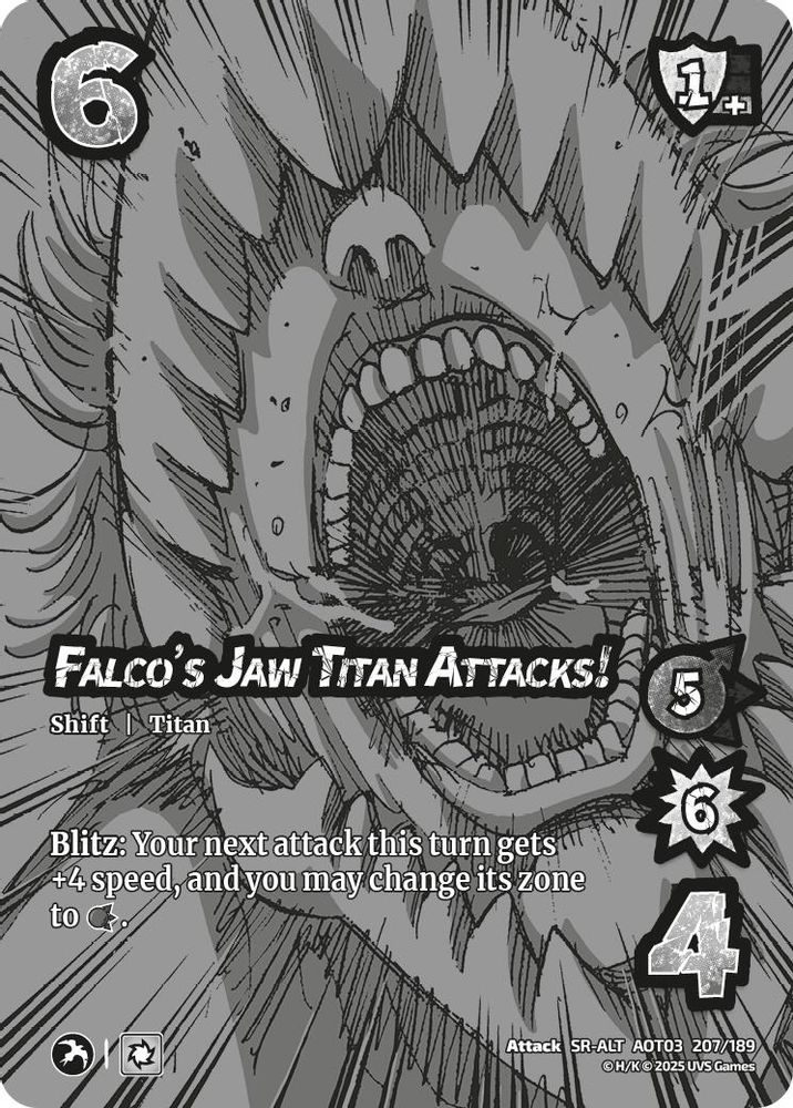 Falco's Jaw Titan Attacks! // Falco's Jaw Titan (Alternate Art), Foil, front