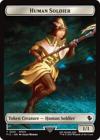 Human Soldier // Hero (0009) Double-Sided Token, Commander: FINAL FANTASY