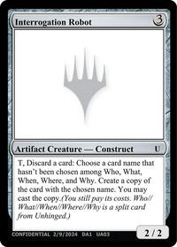 Interrogation Robot, Un-Known Event Playtest Cards