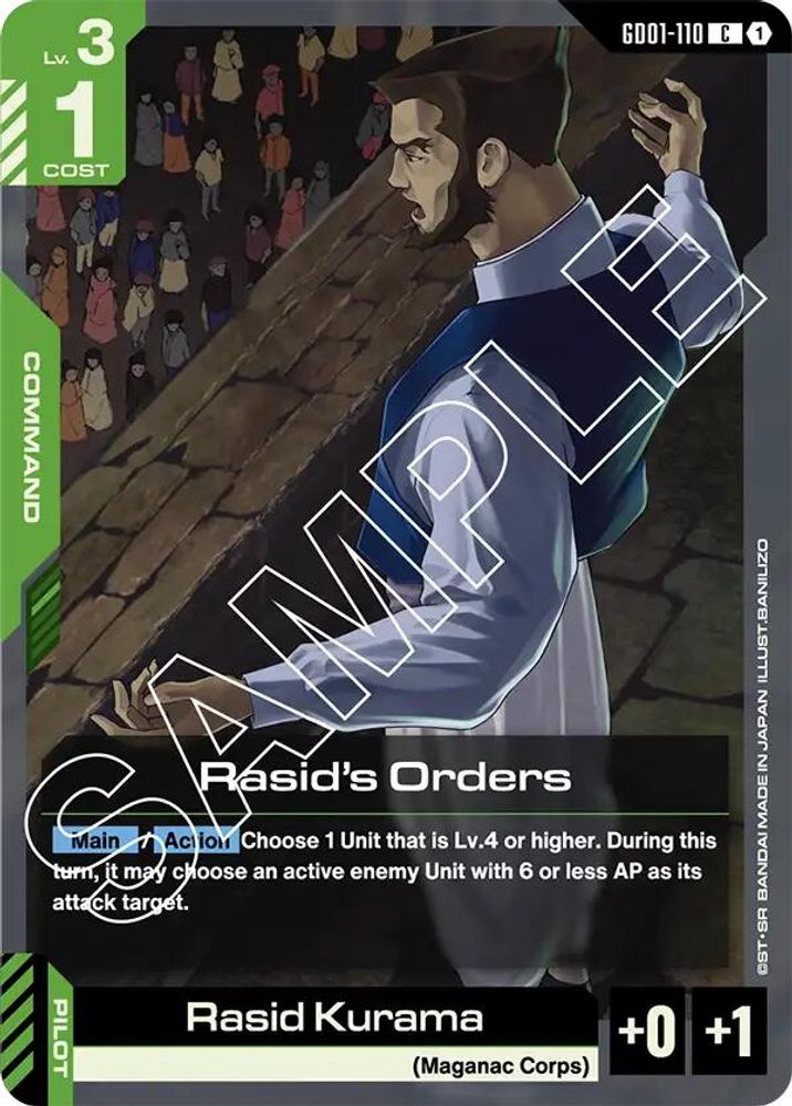 Rasid's Orders, Standard, front