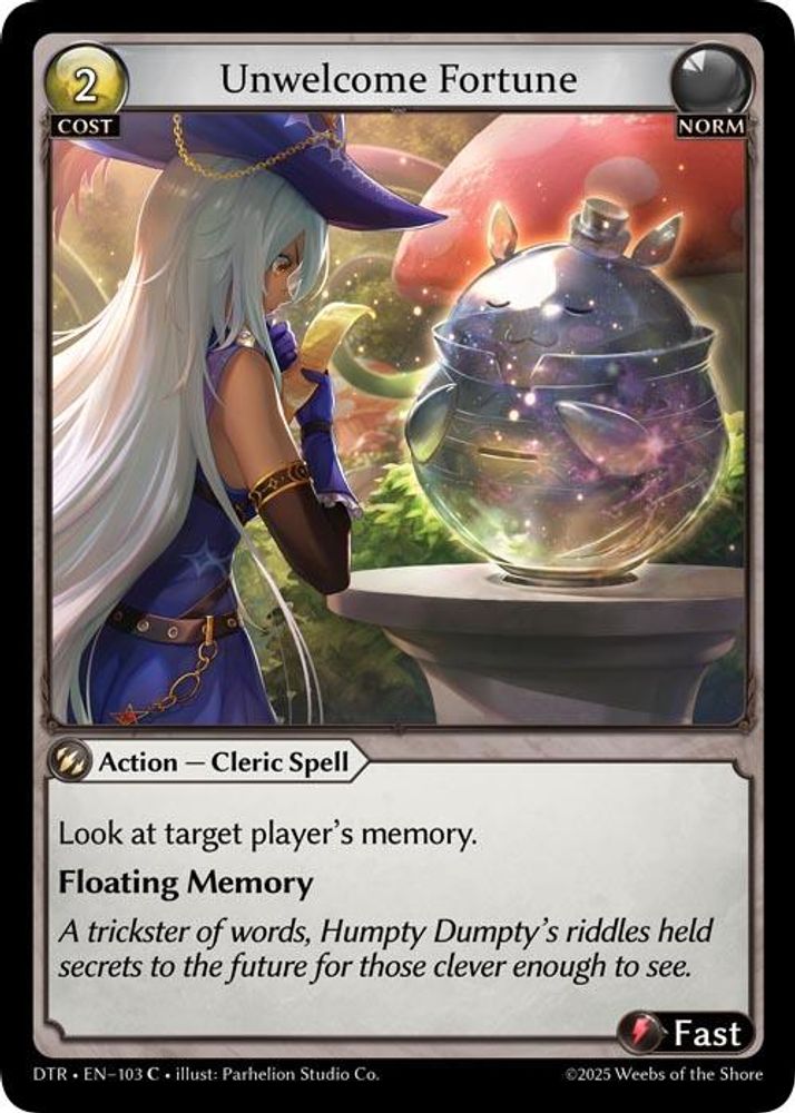 Unwelcome Fortune, Standard, front