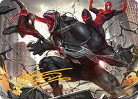 Terrific Team-Up Art Card (Gold-Stamped Signature), Art Series: Marvel's Spider-Man