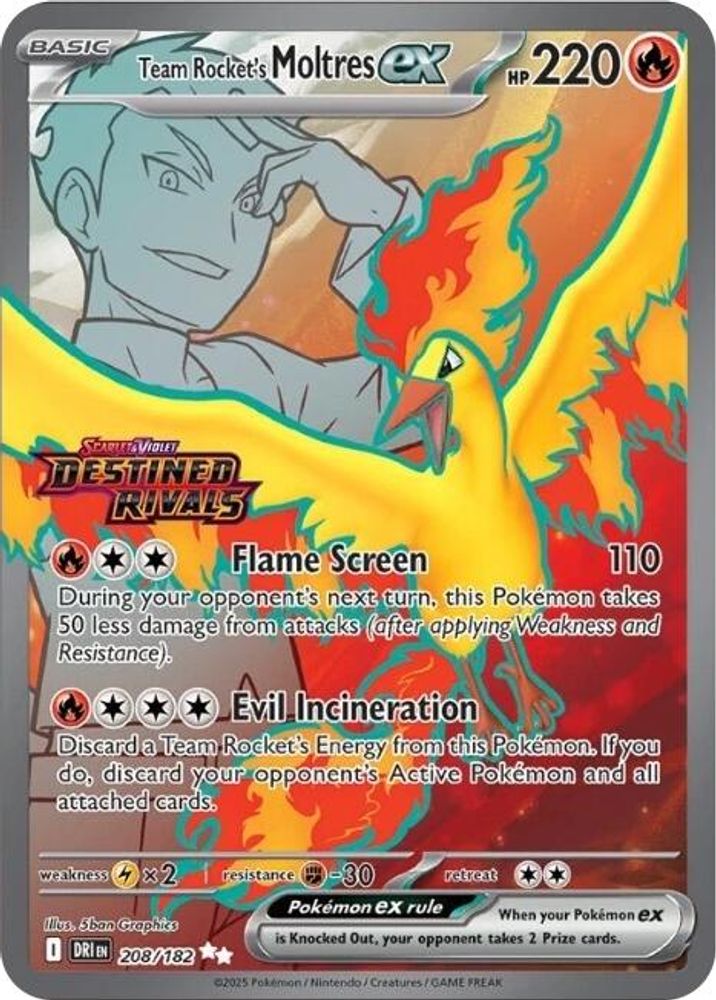Team Rocket's Moltres ex - 208/182 (Destined Rivals Stamp)