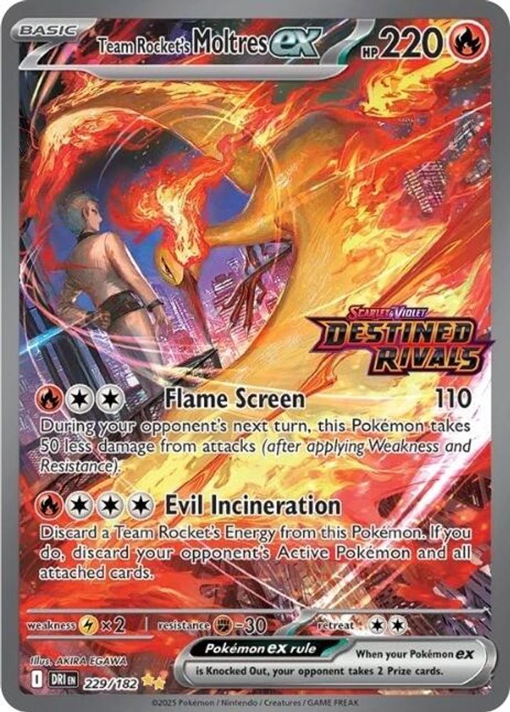 Team Rocket's Moltres ex - 229/182 (Destined Rivals Stamp)