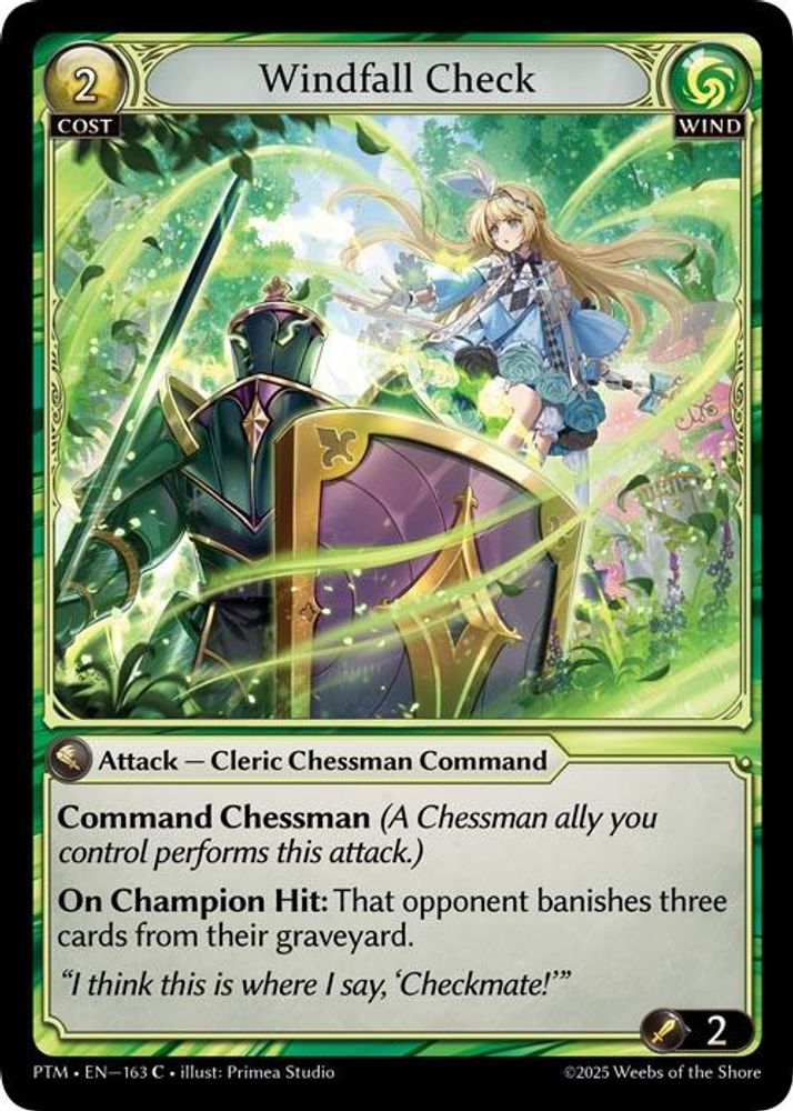 Windfall Check, Standard, front