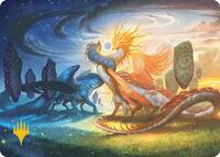 Celestial Reunion Art Card (19/54) (Gold-Stamped Planeswalker Symbol), Art Series: Lorwyn Eclipsed
