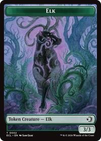 Elk // Emblem - Oko, Shadowmoor Scion Double-Sided Token, Lorwyn Eclipsed