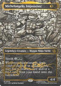 Michelangelo, Improviser (Borderless) (Gold-Stamped Signature), Teenage Mutant Ninja Turtles