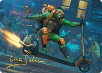 Michelangelo, On the Scene Art Card (Gold-Stamped Signature), Art Series: Teenage Mutant Ninja Turtles