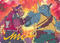Bebop & Rocksteady Art Card (Gold-Stamped Signature), Art Series: Teenage Mutant Ninja Turtles