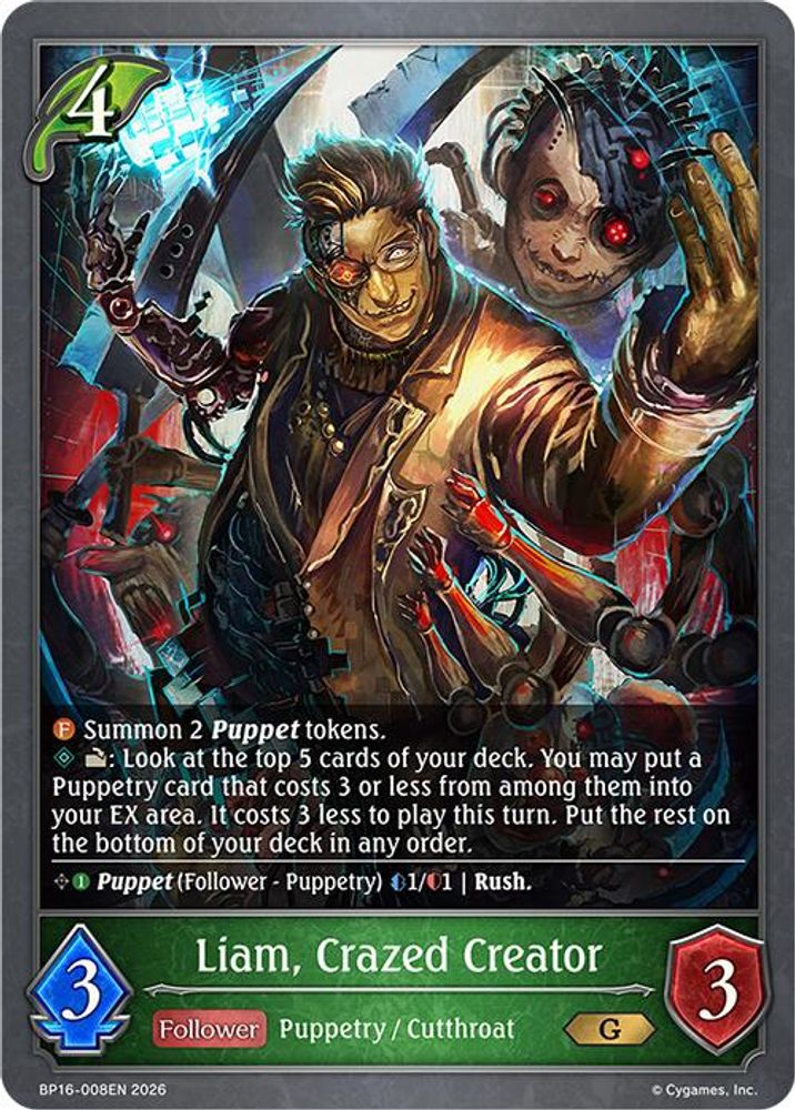 Liam, Crazed Creator, Standard, front