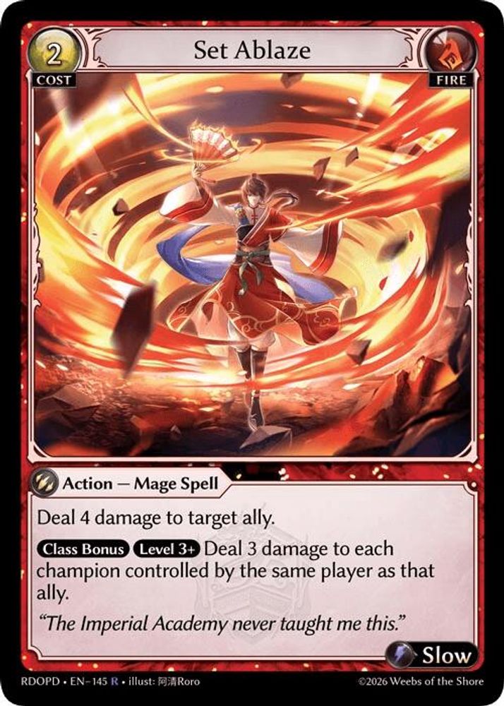 Set Ablaze, Standard, front