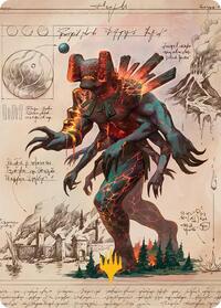 Magmablood Archaic Art Card (Gold-Stamped Planeswalker Symbol), Art Series: Secrets of Strixhaven
