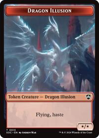 Dragon Illusion // Elemental (0002) Double-Sided Token, Commander: Secrets of Strixhaven