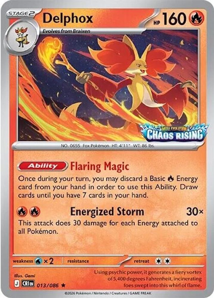 Delphox - 013/086 (Chaos Rising Stamped)