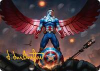 Captain America, Wings of Freedom Art Card (2/45) (Gold-Stamped Signature), Art Series: Marvel Super Heroes