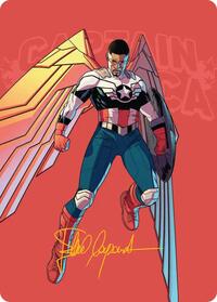 Captain America, Wings of Freedom Art Card (22/45) (Gold-Stamped Signature), Art Series: Marvel Super Heroes