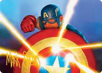 Captain's Defense Art Card (Gold-Stamped Signature), Art Series: Marvel Super Heroes