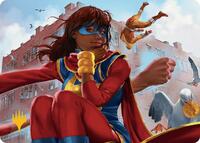 Ms. Marvel, Kamala Khan Art Card (Gold-Stamped Planeswalker Symbol), Art Series: Marvel Super Heroes