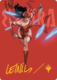 Elektra, Daughter of the Hand Art Card (Gold-Stamped Signature), Art Series: Marvel Super Heroes