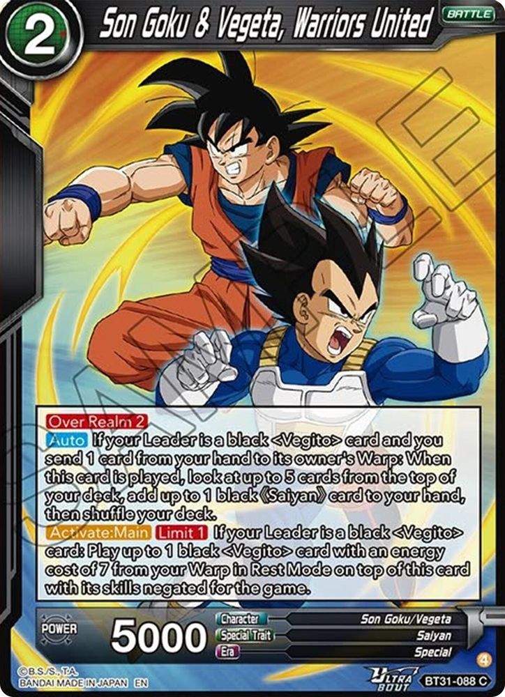 Son Goku & Vegeta, Warriors United, Standard, front