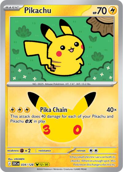 Pikachu - 034/128, Card 034/128
