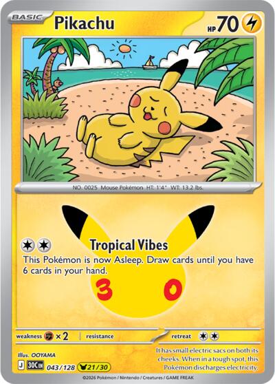 Pikachu - 043/128, Card 043/128