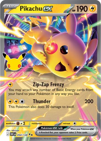 Pikachu ex - 054/128, Card 054/128