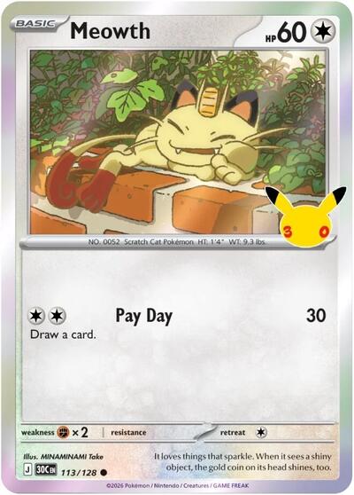 Meowth - 113/128, Card 113/128