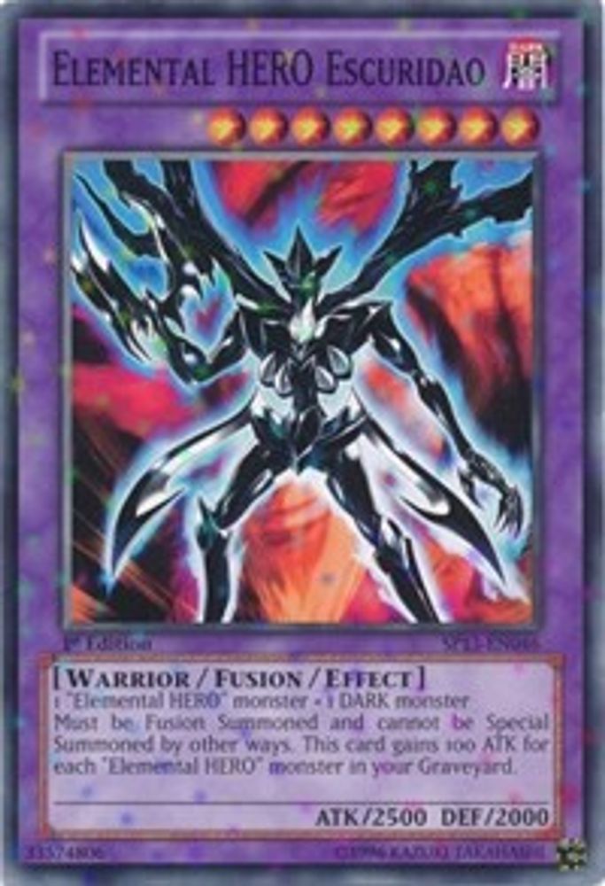 Elemental HERO Escuridao (Starfoil), 1st-edition, front