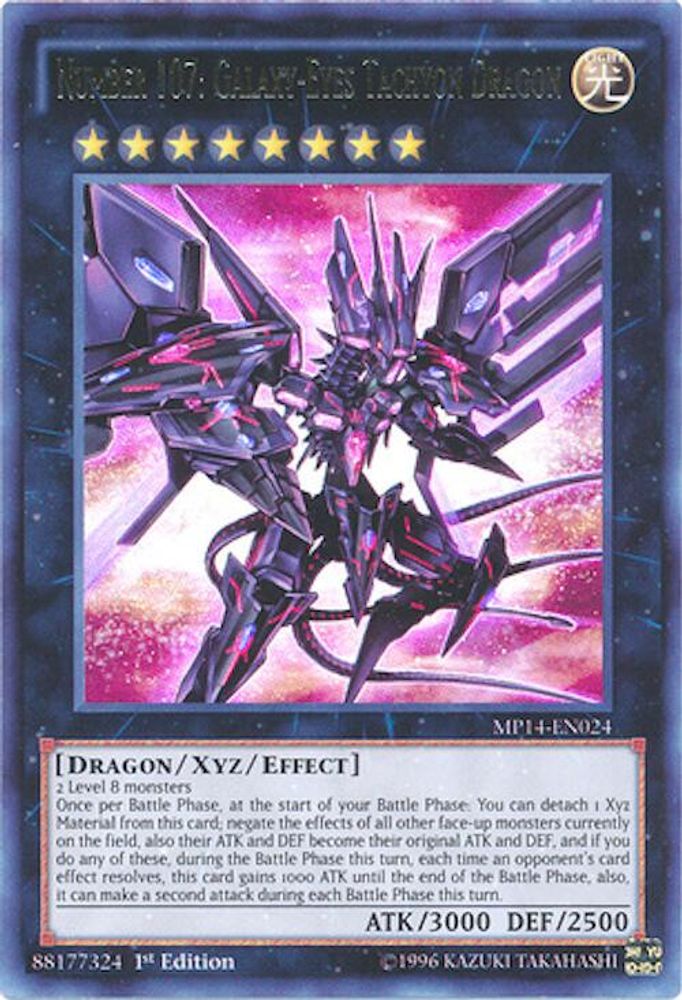 Number 107: Galaxy-Eyes Tachyon Dragon, 1st-edition, front